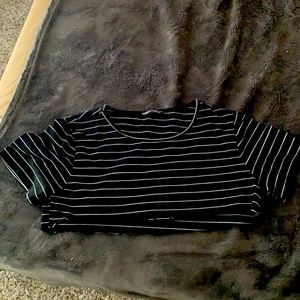 shein large black and white striped crop too
